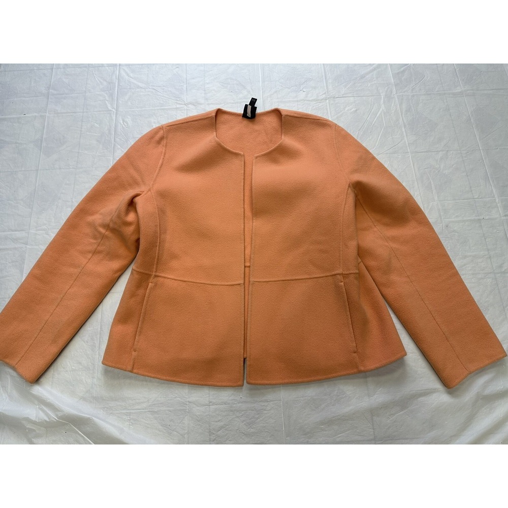 EILEEN FISHER Women's Orange Soft Wool Cashmere Open-Front Jacket Sz Medium